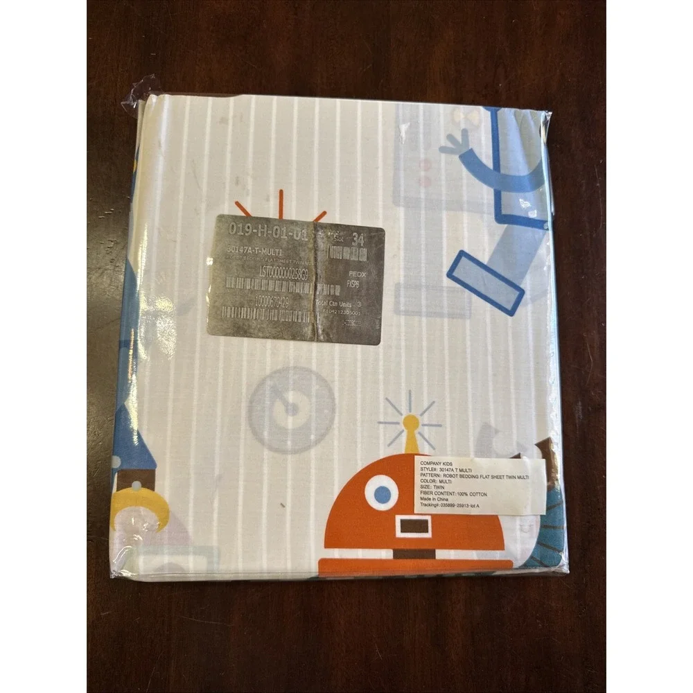 The Company Store Kids Robot TWIN Flat Sheet Only Print Craft Fabric 100% Cotton